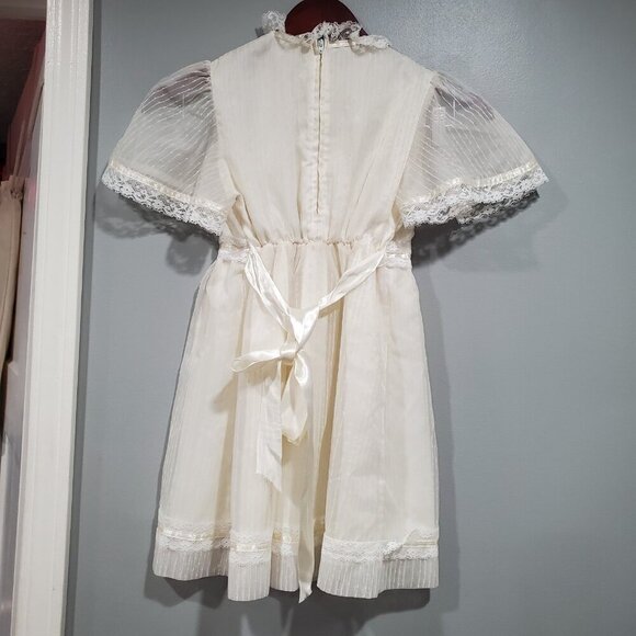 Vintage Sears Girls Dress Layered Lace Flower Girl First Communion Ivory Sz 7 - Picture 2 of 16